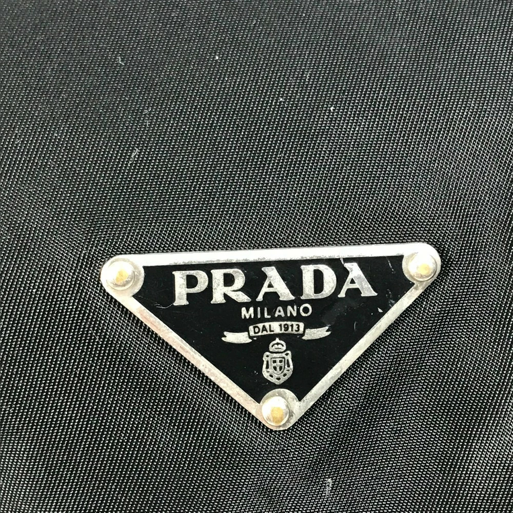 PRADA Bicolor Logo Drawstring Tote Bag Shoulder Handbag Enamel Black - Picture 8 of 15